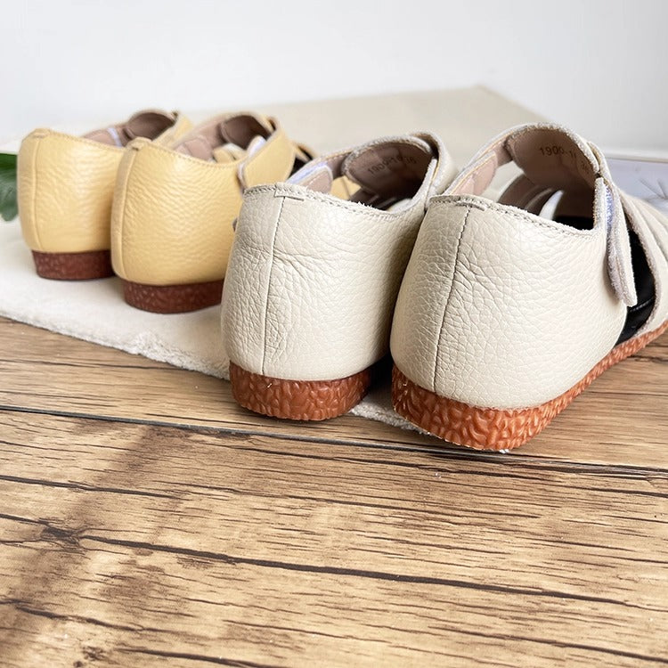 Sandalias de pescador cerradas de piel suave para mujer: informales y transpirables.