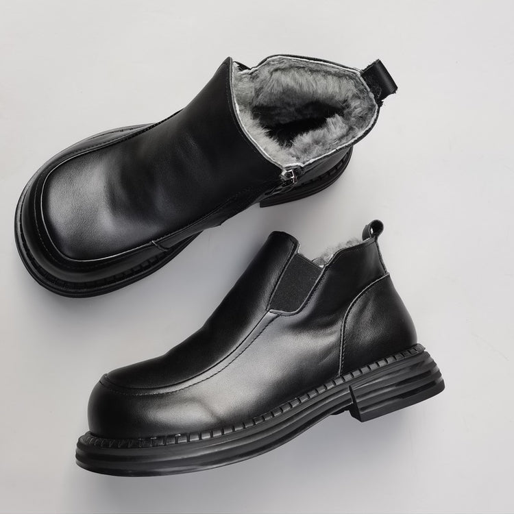 Bottines Derby pour femme, style britannique, bout large &ndash; Laine peluche, confort optimal