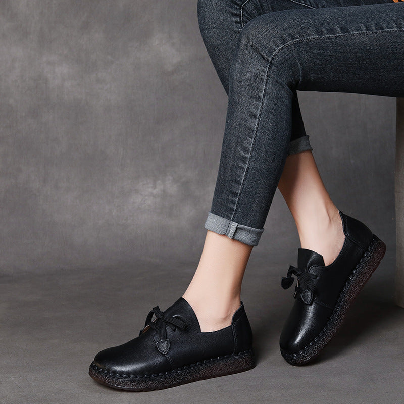 L&auml;ssige Damen-Schn&uuml;rslipper, handgefertigte Lederschuhe