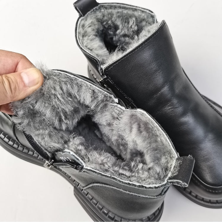 Bottines Derby pour femme, style britannique, bout large &ndash; Laine peluche, confort optimal