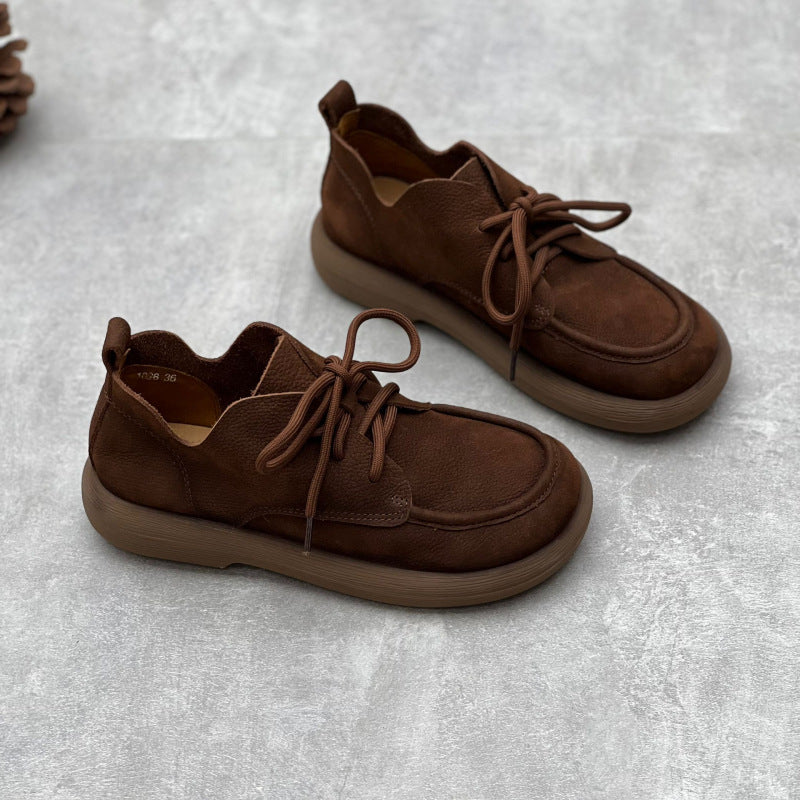 Ręcznie robione damskie, sznurowane, sk&oacute;rzane, płaskie buty typu Oxford