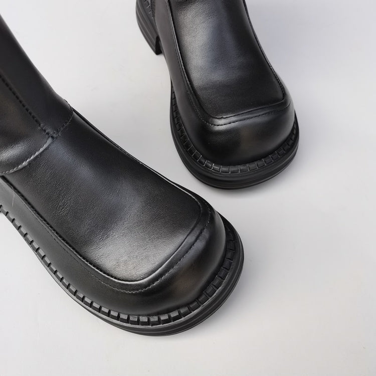 Bottines Derby vintage pour femmes, bout large, en cuir &ndash; Bottines d'hiver doubl&eacute;es en peau lain&eacute;e