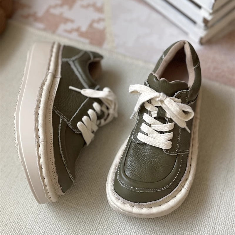 Chaussures d&eacute;contract&eacute;es basses &agrave; lacets et plateforme &eacute;paisse pour femmes &ndash; Style moche-mignon
