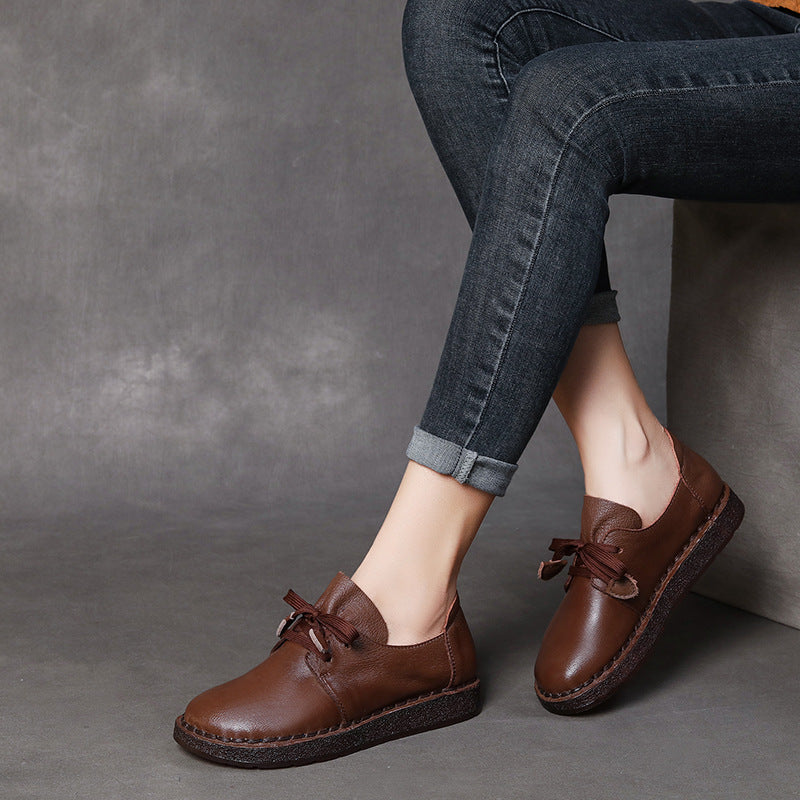 L&auml;ssige Damen-Schn&uuml;rslipper, handgefertigte Lederschuhe