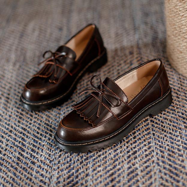 Britische Retro-Loafer f&uuml;r Damen mit Schleifenquaste