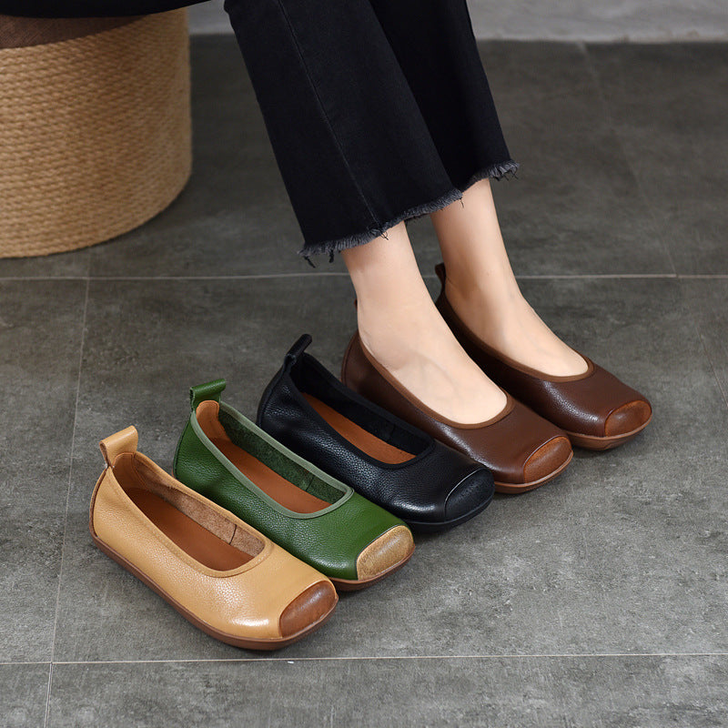 Ballerines confortables &agrave; bout carr&eacute; pour femmes &ndash; Chaussures d&eacute;contract&eacute;es souples