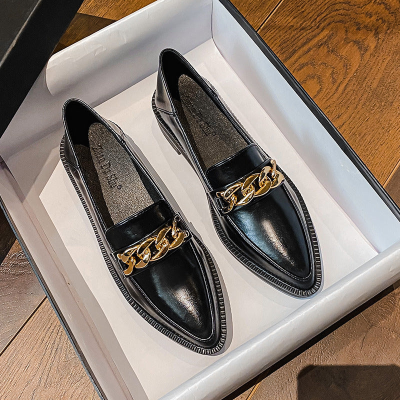 Damen-Retro-Slipper mit Metallkette und dicker Sohle