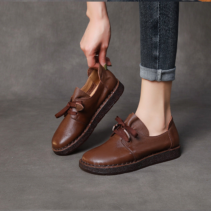 L&auml;ssige Damen-Schn&uuml;rslipper, handgefertigte Lederschuhe