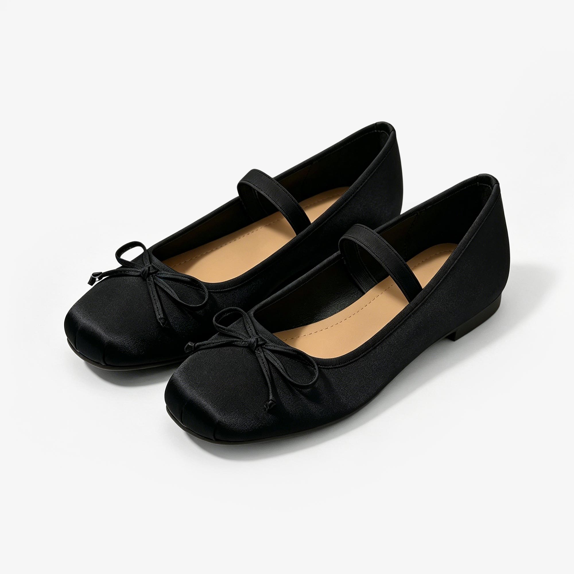 Ballerine in raso con fiocco decorativo &ndash; Morbide, flessibili e comode per tutti i giorni - N47