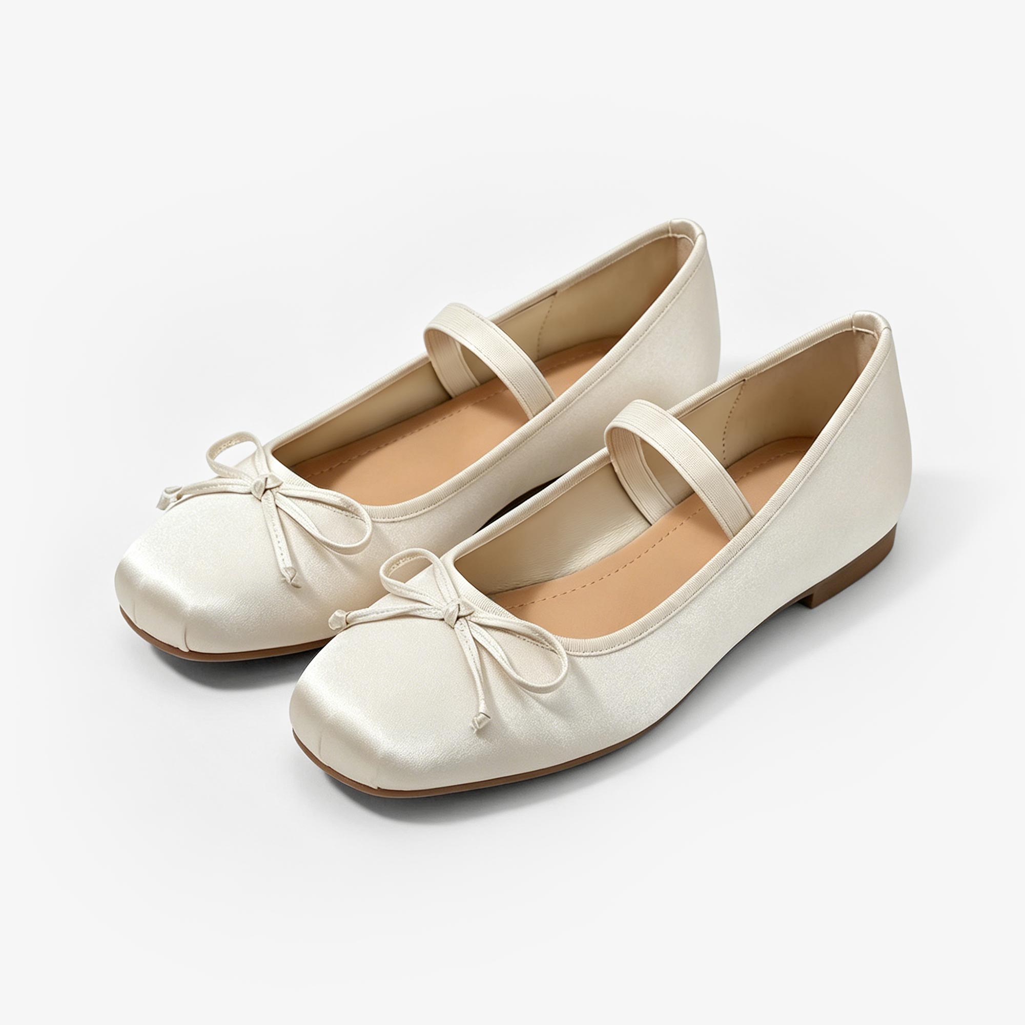 Ballerine in raso con fiocco decorativo &ndash; Morbide, flessibili e comode per tutti i giorni - N47