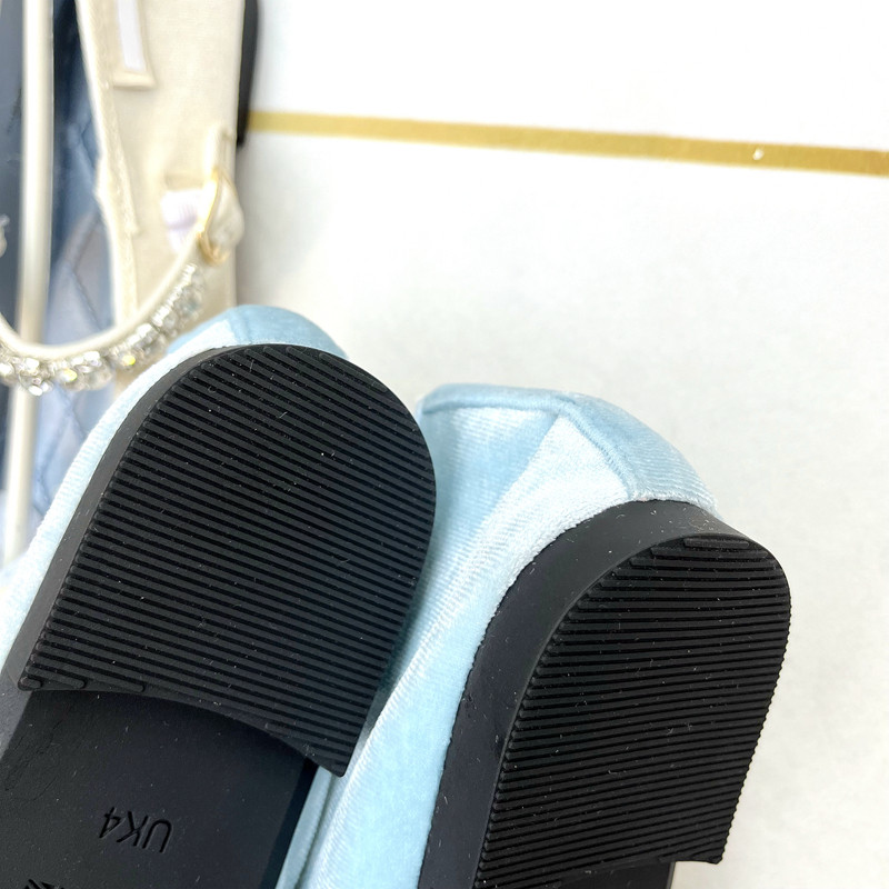 Ballerine Mary Jane con strass, punta tonda in raso, taglio basso in velluto per donna - N17
