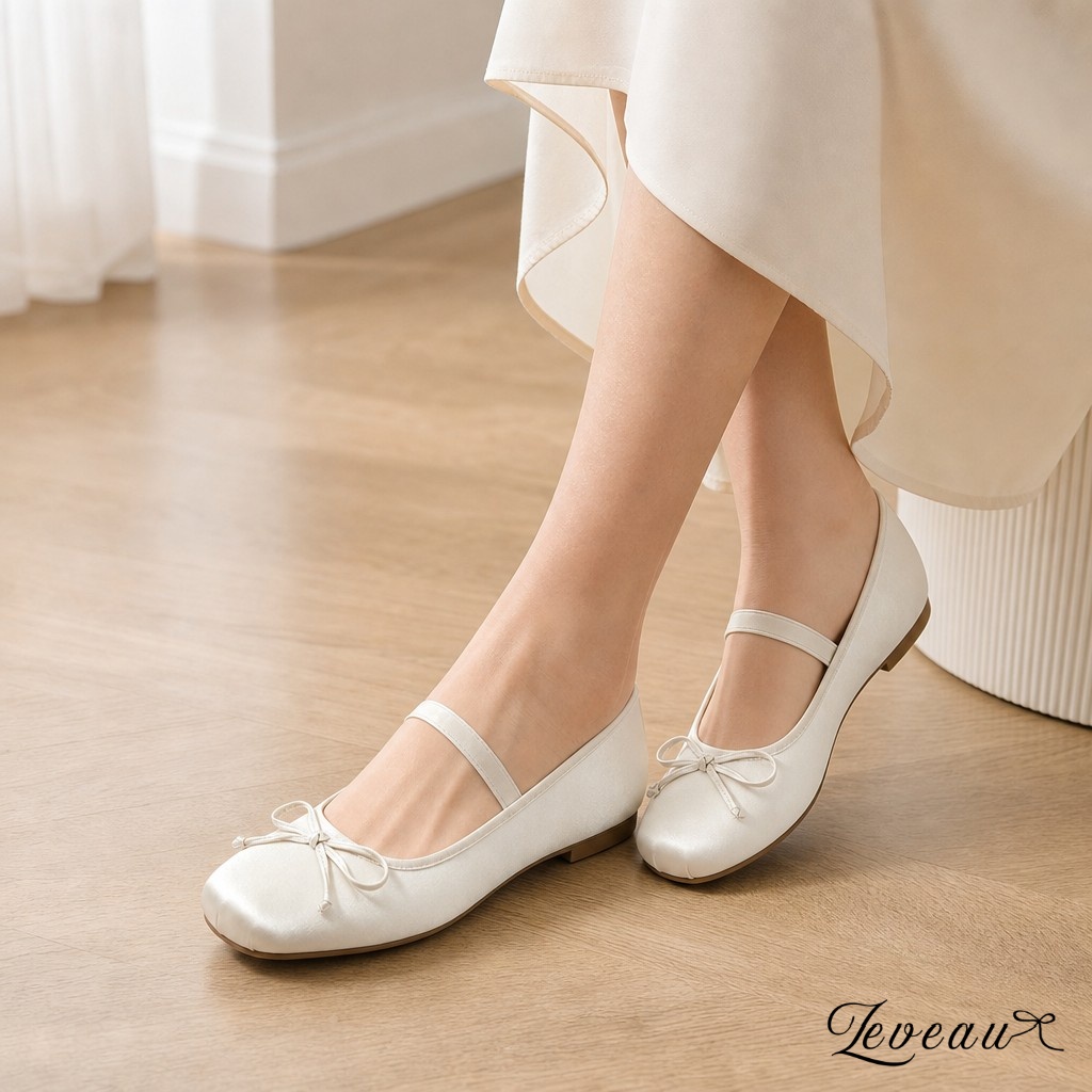 Ballerine in raso con fiocco decorativo &ndash; Morbide, flessibili e comode per tutti i giorni - N47