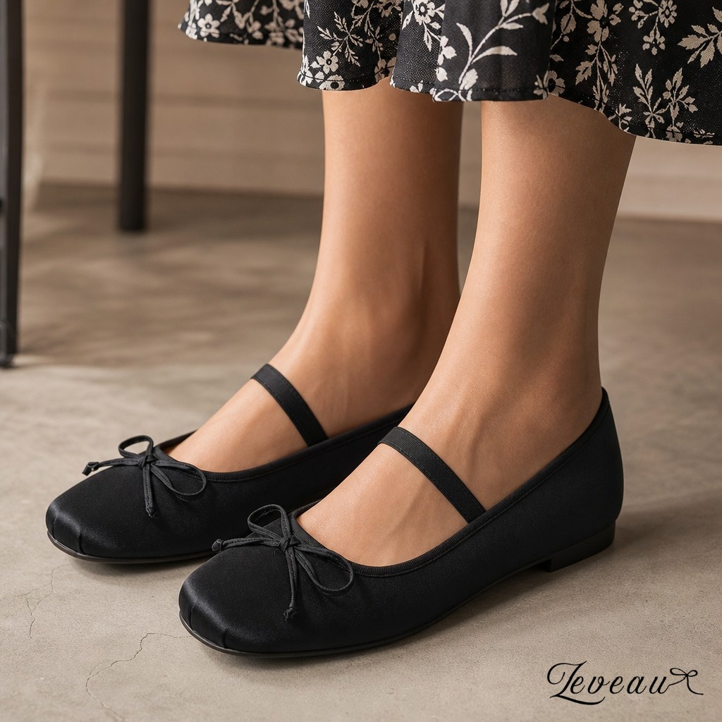 Ballerine in raso con fiocco decorativo &ndash; Morbide, flessibili e comode per tutti i giorni - N47