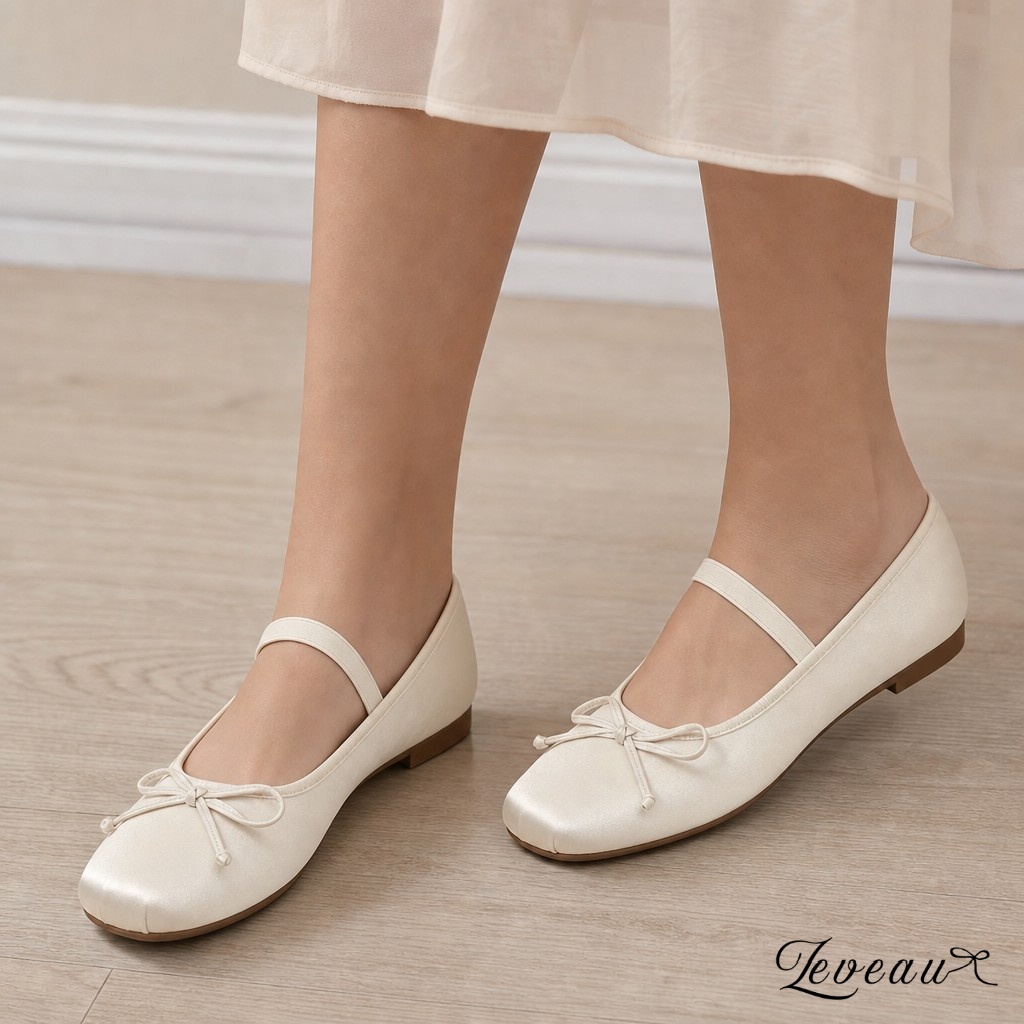 Ballerine in raso con fiocco decorativo &ndash; Morbide, flessibili e comode per tutti i giorni - N47