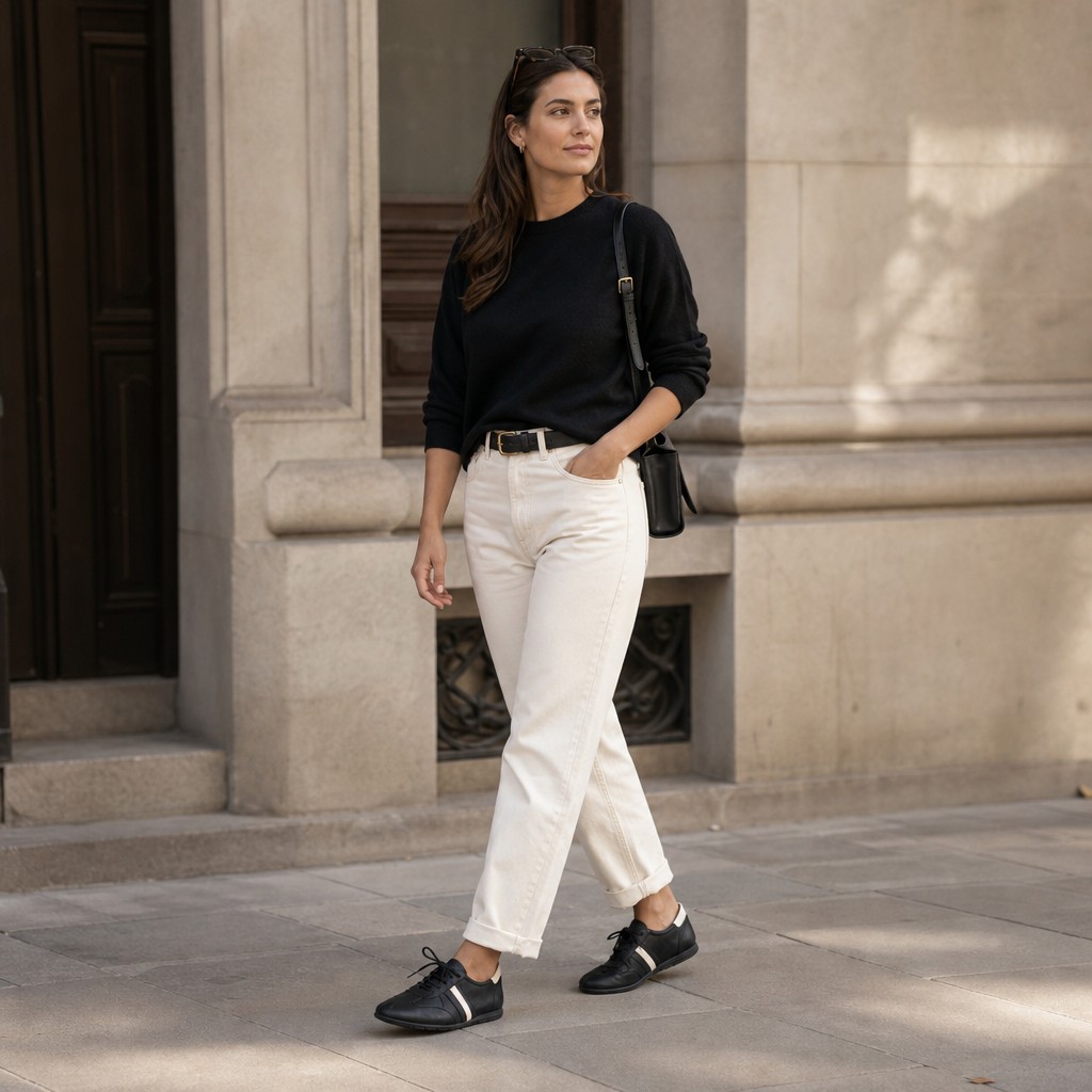 Composition de garde-robe à plat avec les mocassins noirs à bout carré