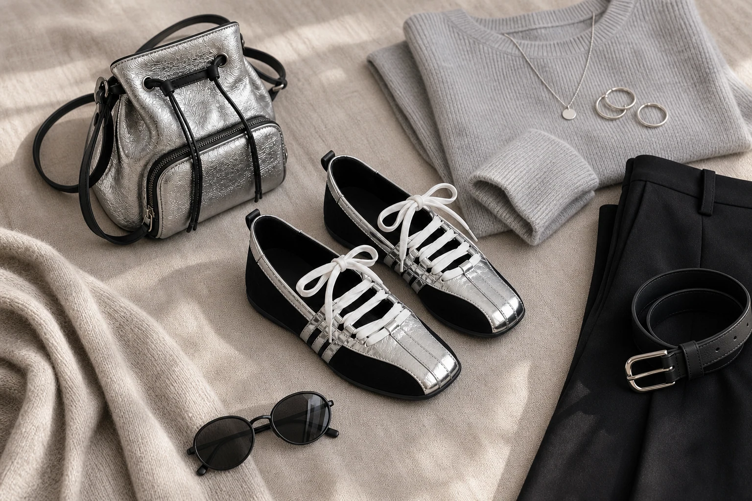 Balletschoenen met zachte zool in een product-in-context lifestyle-scène