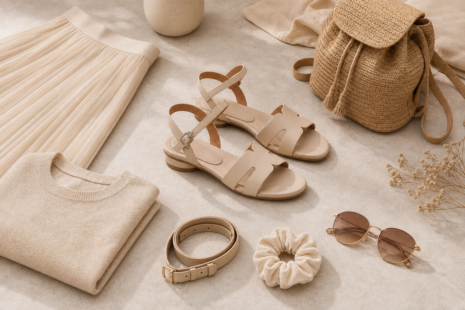 Flats mit eckiger Spitze, gezeigt in einer Produkt-in-Kontext-Lifestyle-Szene
