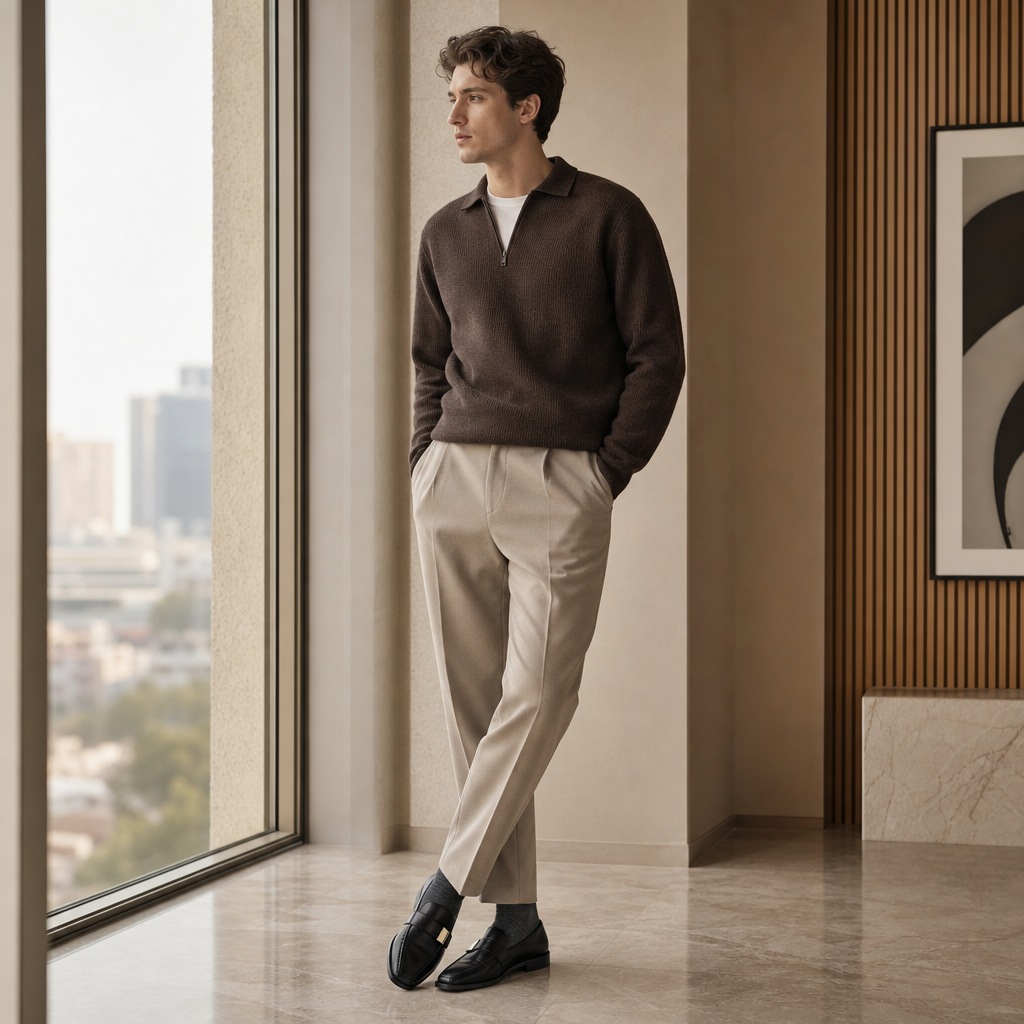 Scène de style de vie montrant les mocassins dans un contexte de tenue