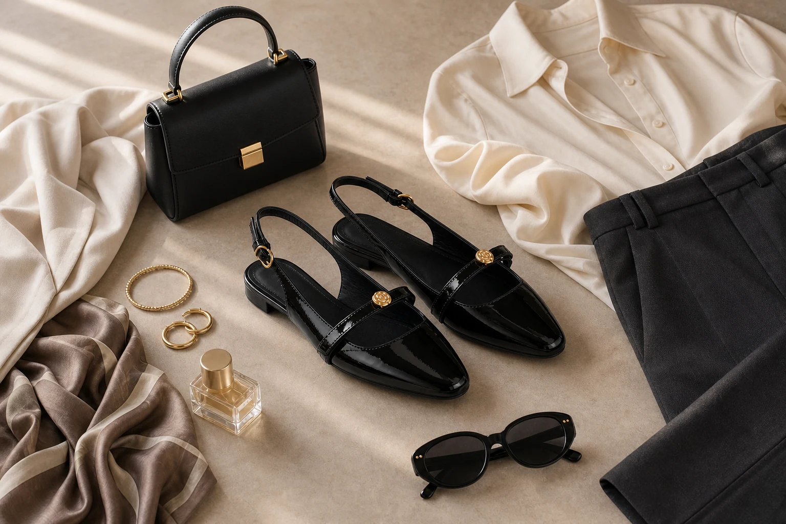 Low block heel slingback pumps in a lifestyle scene